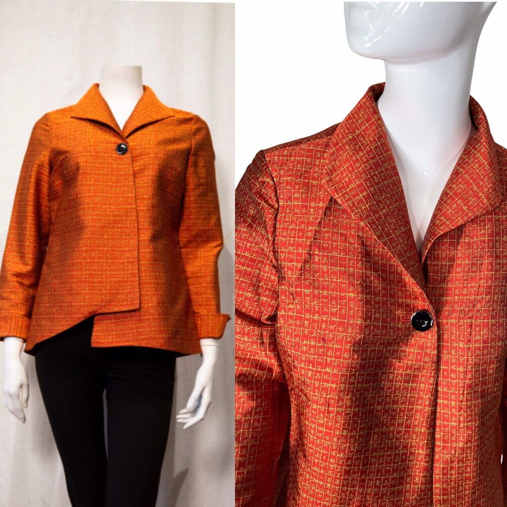 Samuel Dong Small ❤NEW❤ Asian Inspired Modernist Jacket Asymmetrical Hem Button